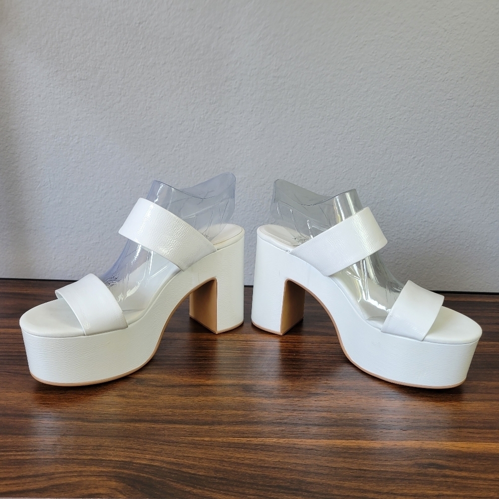 JEFFREY CAMPBELL // ltd ed denate platform block heeI white crinkle patent - Picture 5 of 12